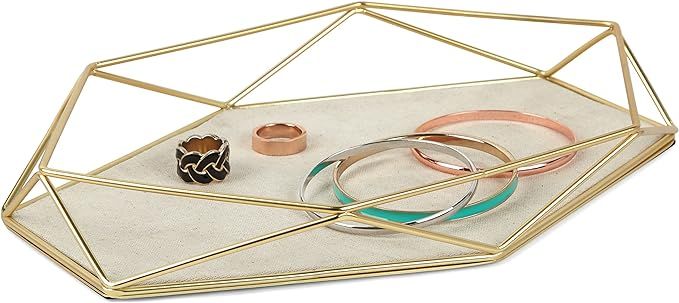 Umbra Prisma Tray, Geometric Plated Jewelry Storage, 11" Length x 7.25" Height x 1.5” Width, Ma... | Amazon (US)