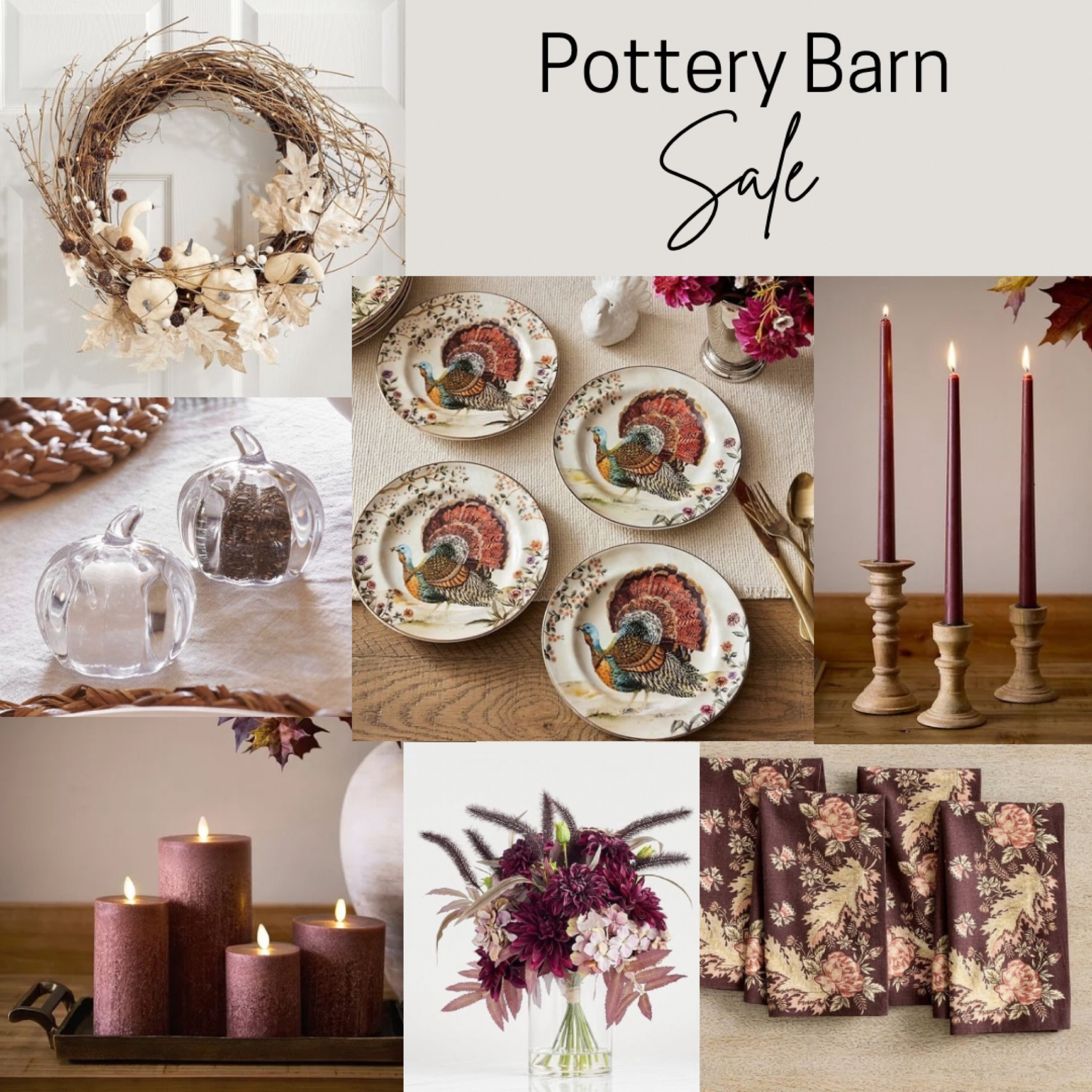 Pottery Barn Thanksgiving Sale! Just in time for Thanksgiving. Turkey plates, dinnerware, wreath, candlesticks, flameless candles, pumpkin, table scape, tabletop, table settings #thanksgiving #tablescape #dinnerware #PotteryBarn #dishes

#LTKHome #LTKSeasonal #LTKHoliday