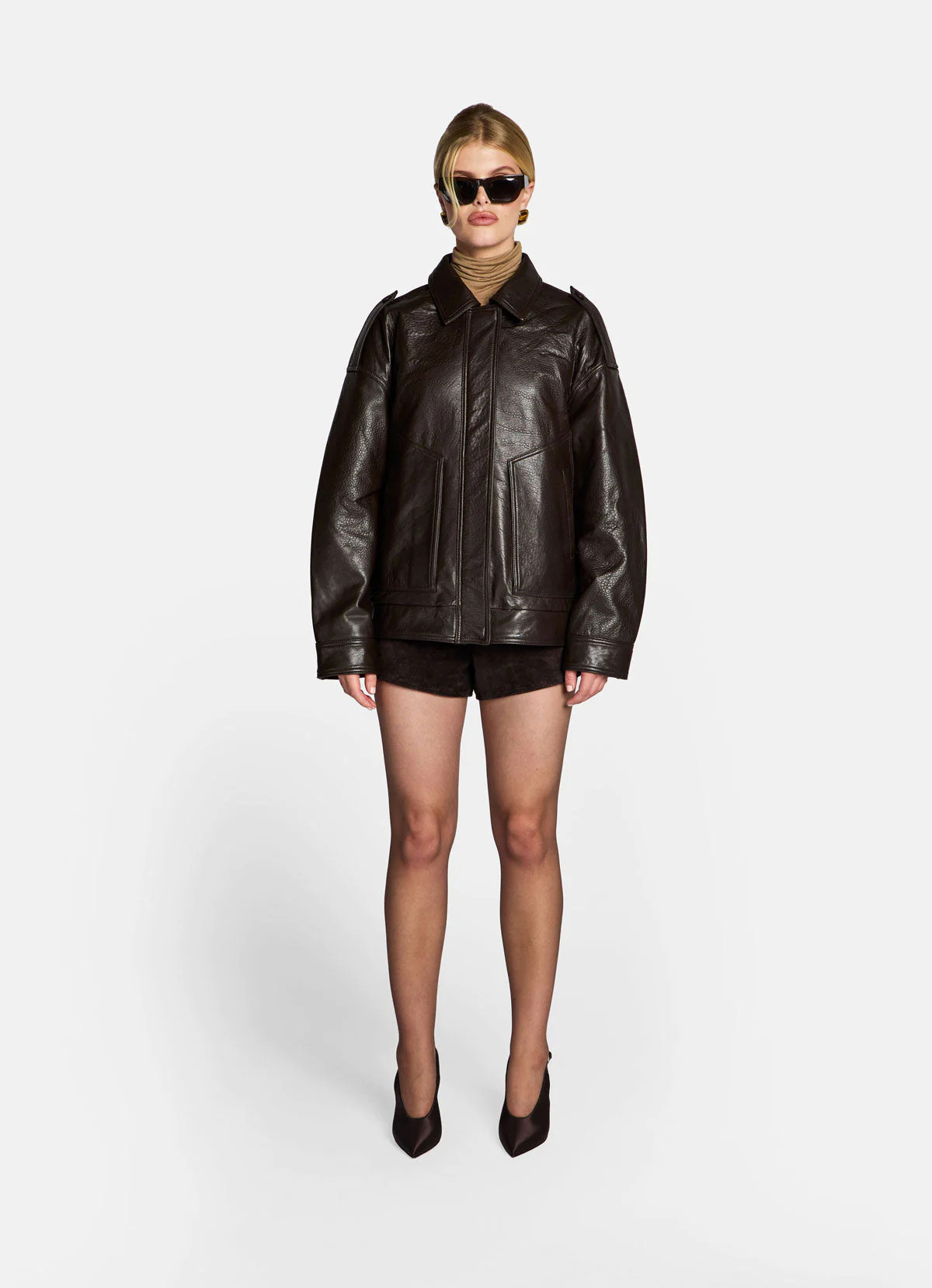 Brown Vintage Leather Bomber Jacket | DE SAVARY LONDON