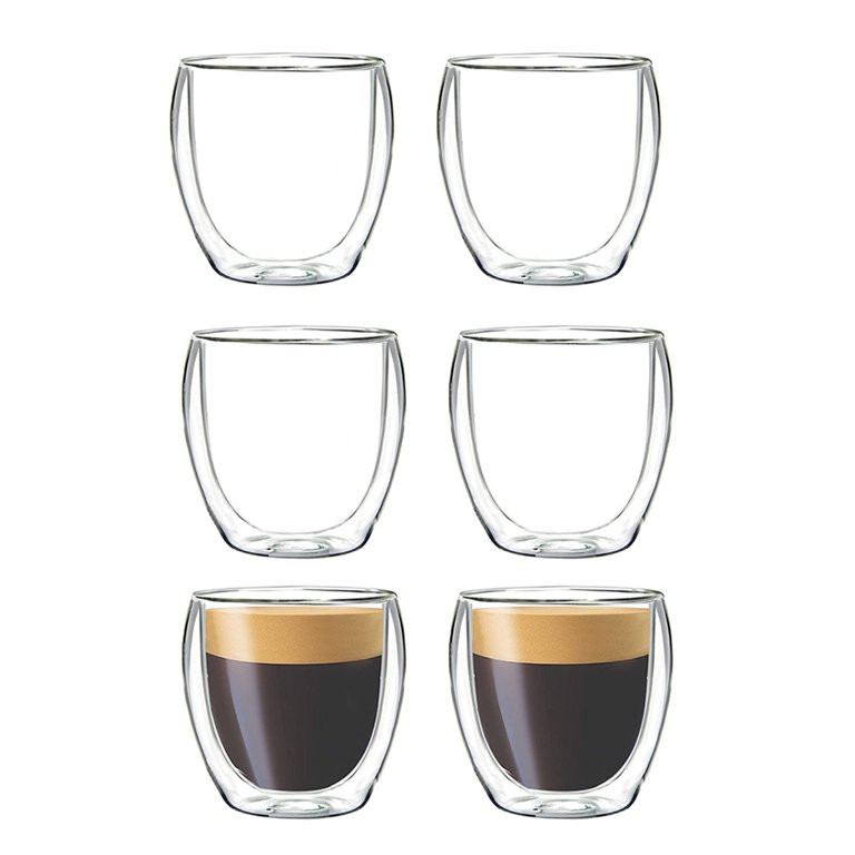 6-Piece Espresso Cup Double-Layer Insulated Espresso Cup Glass Coffee Cup | Walmart (US)