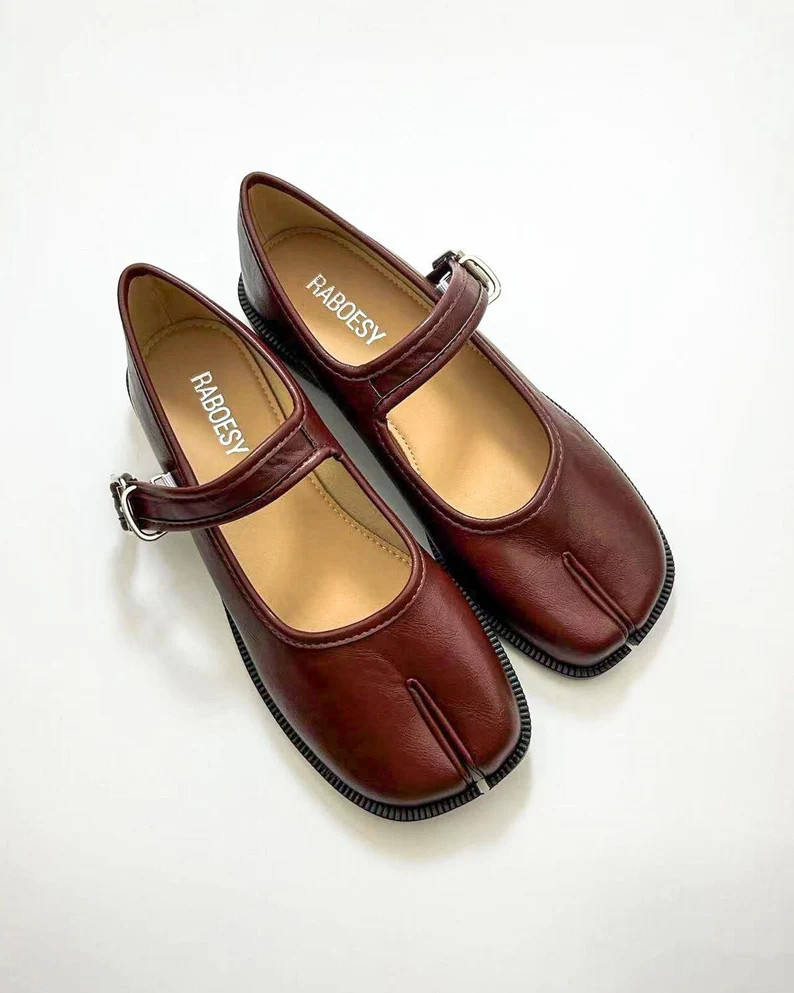 Women Retro Style Tabi Shoes Vintage Tabi Mary Janes Creative Adjustable Strap Ballet Shoes Black... | Etsy (US)