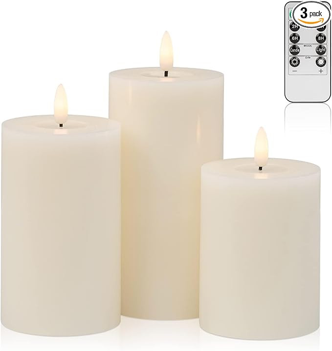 ANGELLOONG Flickering Flameless Candles with Remote, Real Wax Battery Operated Candles with Timer... | Amazon (US)