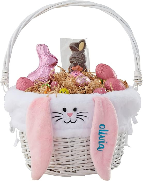 Personalization Universe Personalized Classic White Easter Basket – Embroidered White Bunny Bas... | Amazon (US)