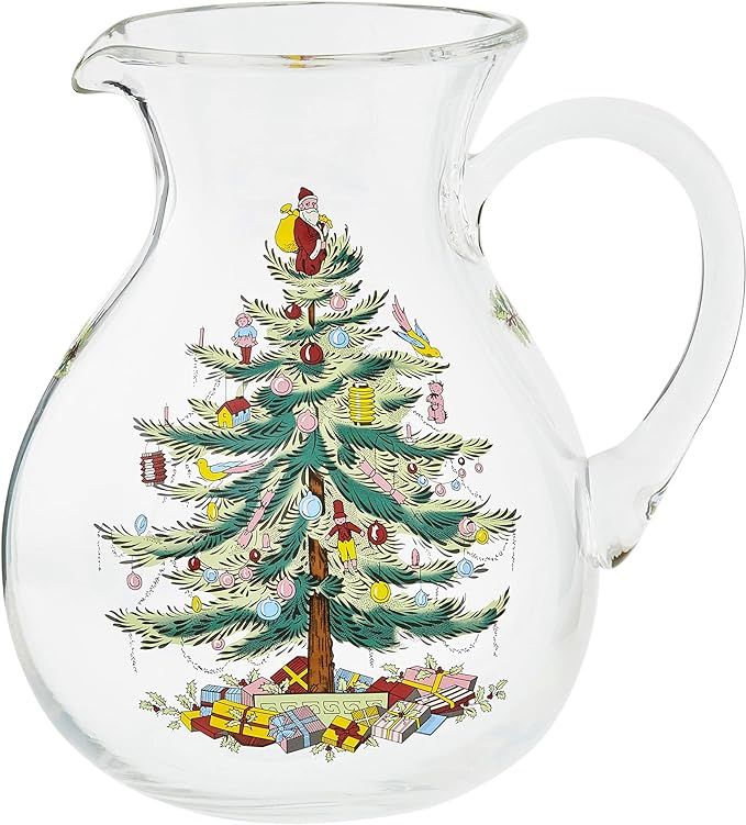 Spode Christmas Tree Glass Pitcher | Festive Serving Pitcher for the Holidays | Glass Pitcher Wit... | Amazon (US)