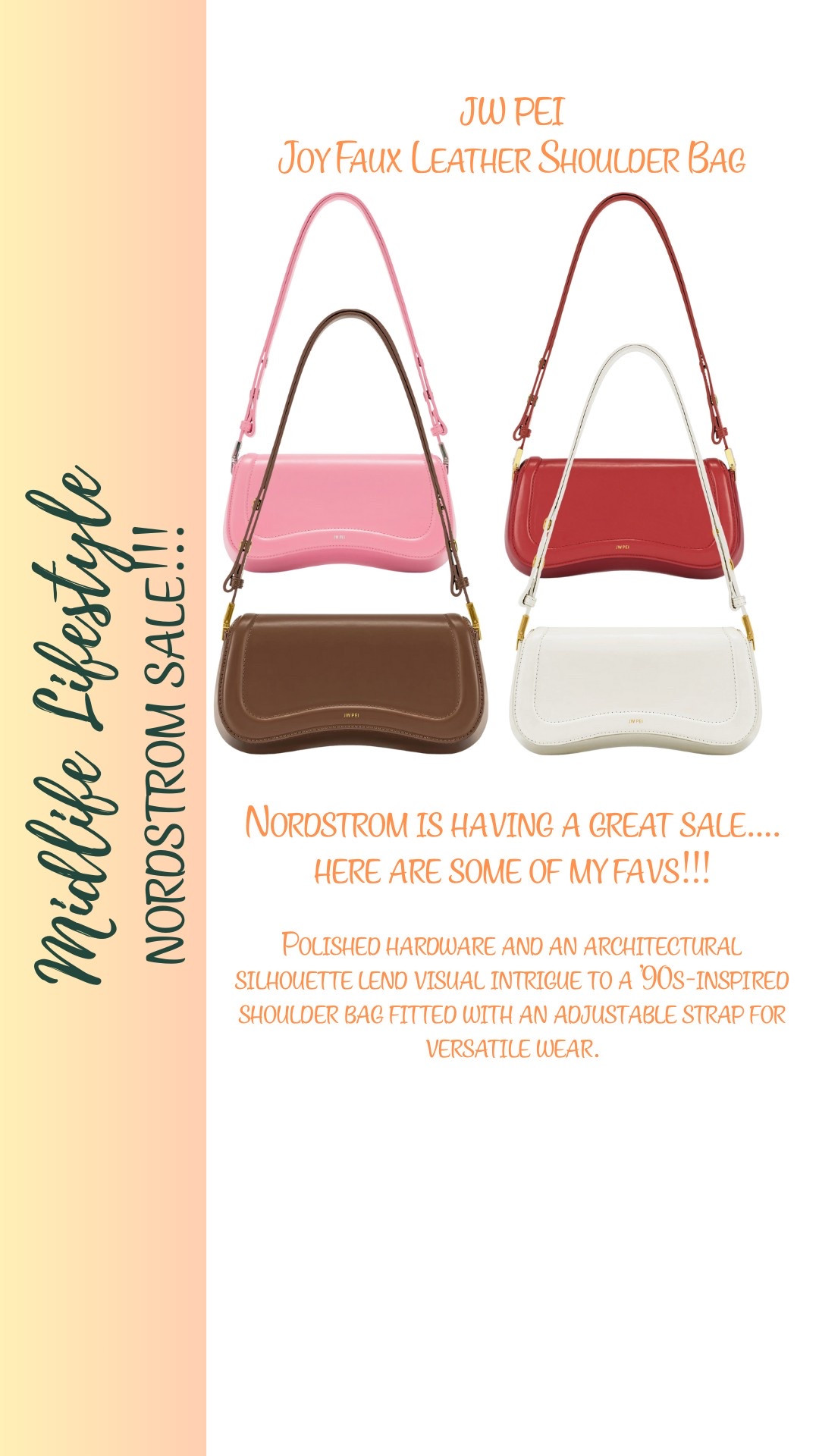 Elevate any outfit with the JW Pei Joy Faux Leather Shoulder Bag! Sleek, stylish, and sustainable—perfect for everyday chic. ✨👜 

#JWPei #SustainableStyle #ChicEssentials

#LTKItBag #LTKSaleAlert