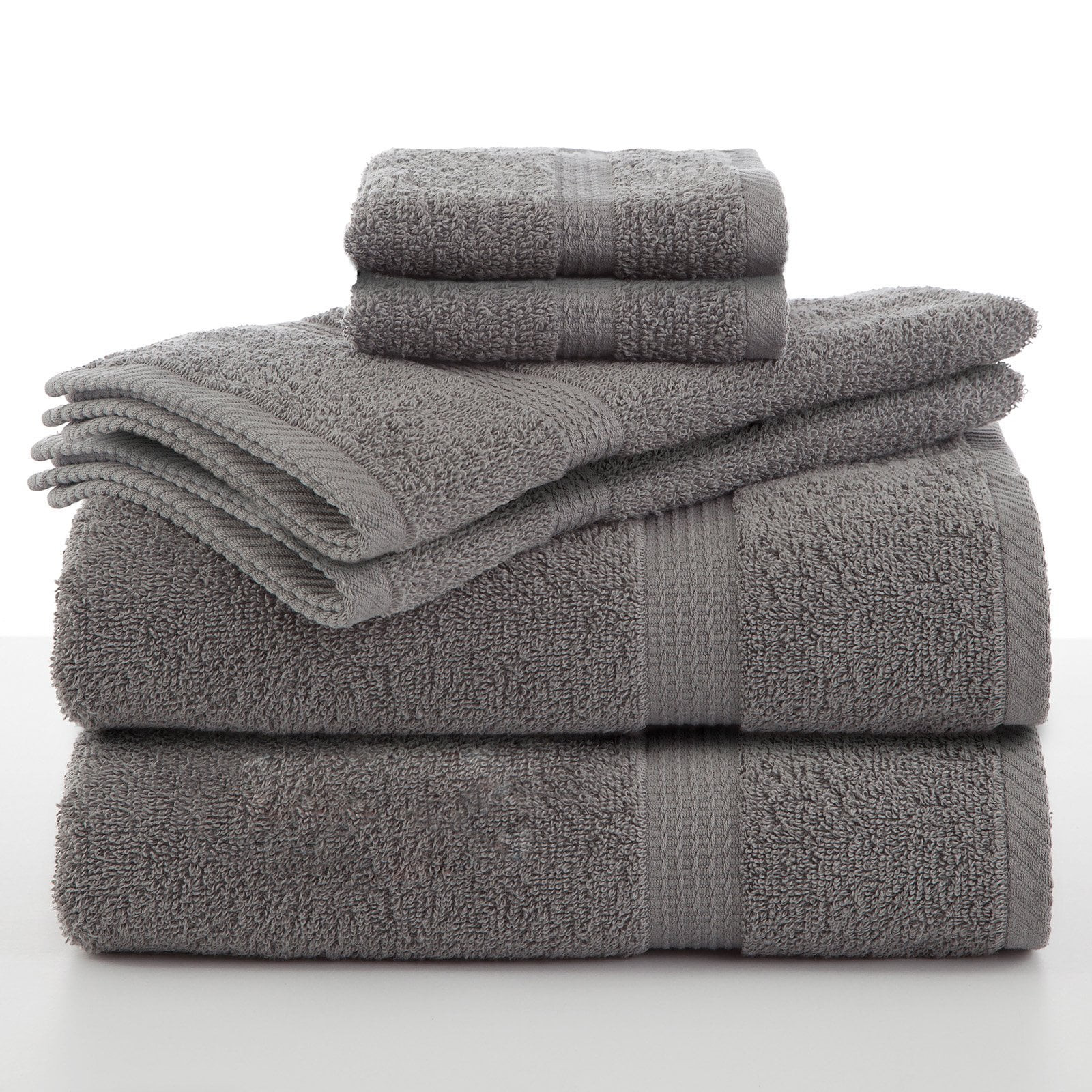 Utica Essentials 6 Piece Towel Set in Grey - 2 Bath Towels, 2 Hand Towels & 2 Washcloths - Walmar... | Walmart (US)