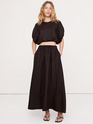 Linen Drawstring Maxi Skirt | Banana Republic (US)