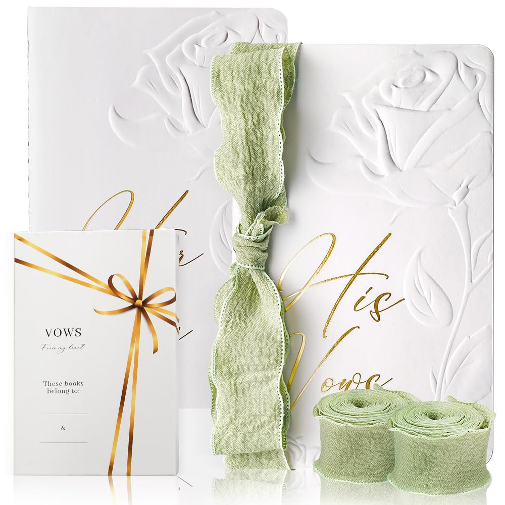 Vow Books his and hers with Silk Ribbons, Vow Books for Wedding, Wedding Vow Books Gift for Bride... | Amazon (US)