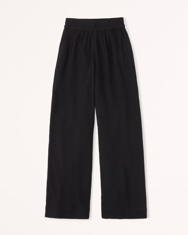 Crinkle Cotton Wide Leg Pants | Abercrombie & Fitch (US)
