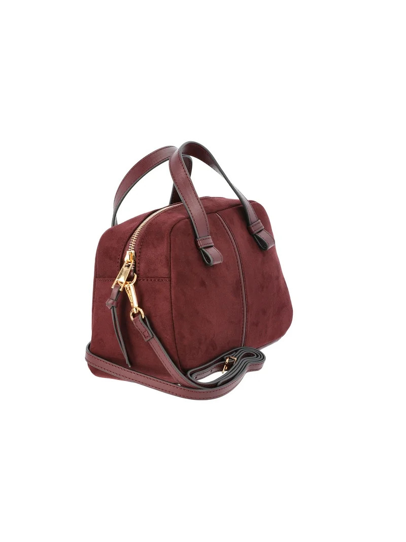Time and Tru Women's Faux Suede Mini Satchel Bag with Crossbody Strap, Burgundy - Walmart.com | Walmart (US)