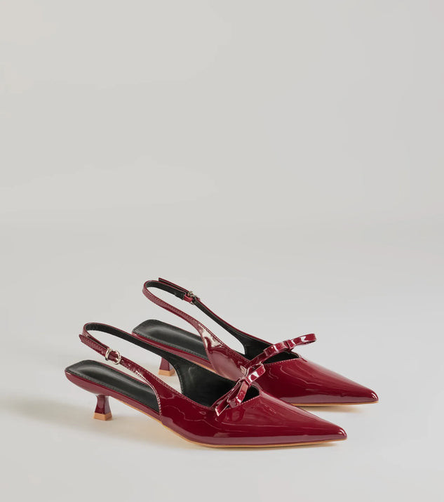 Adorably Sleek Bow Strap Kitten Heel Pumps | Windsor Stores