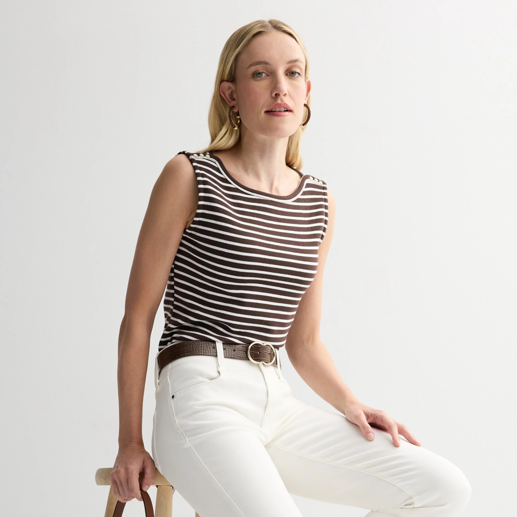 Women's Nine West Pearl Button Tank Top | Kohl's