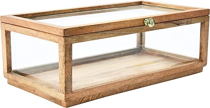 Amazon.com: Creative Co-Op Mango Wood & Glass Display Lid Storage Box, Natural : Home & Kitchen | Amazon (US)