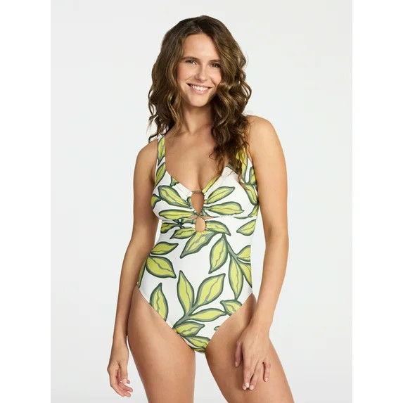 Time and Tru Women's and Women's Plus Size Collections Double Cord Tunnel One Piece Swimsuit, Siz... | Walmart (US)