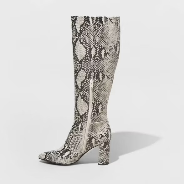 Women's Birgitte Animal Print Heeled Tall Fashion Boots - A New Day™ | Target