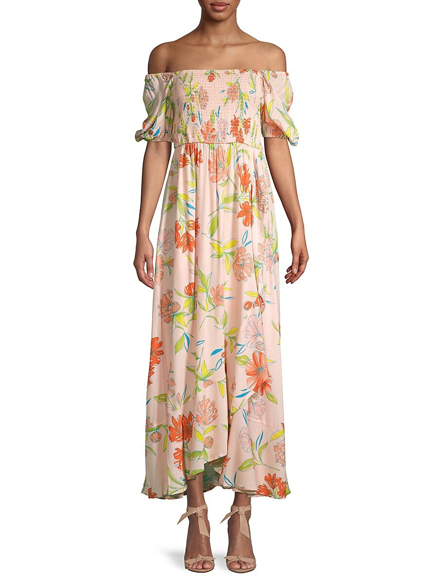 FOR THE REPUBLIC Women's Smocked Off-The-Shoulder Maxi Dress - Floral - Size M | Saks Fifth Avenue OFF 5TH