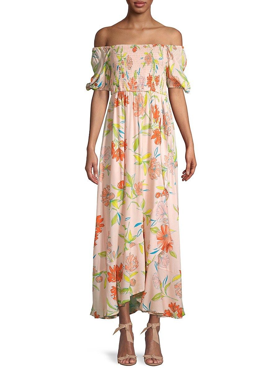 FOR THE REPUBLIC Women's Smocked Off-The-Shoulder Maxi Dress - Floral - Size M | Saks Fifth Avenue OFF 5TH