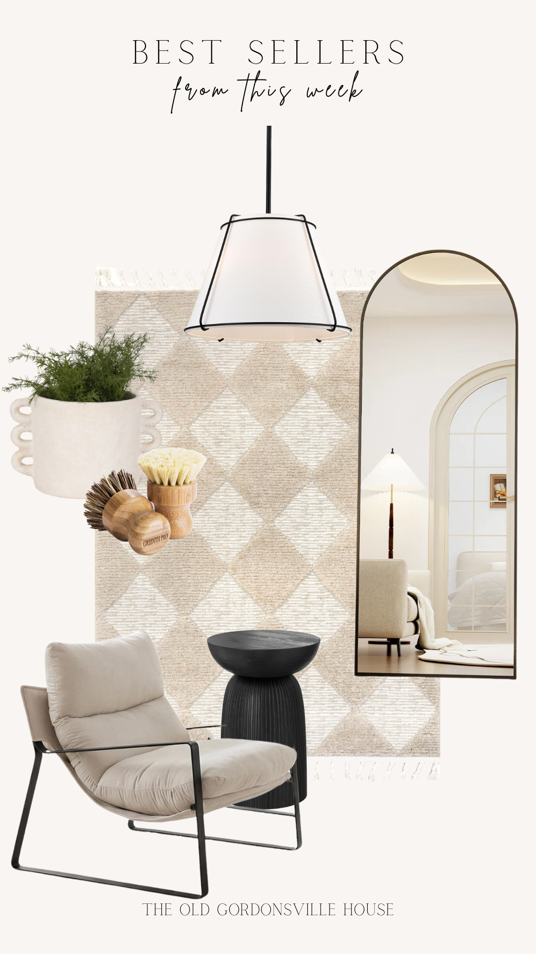 This week's best sellers.
 
rug, mirror, pendant, lighting, vase, planter, accent chair, sling chair, side table, accent table, arched mirror, checkered, chandelier, modern, neutral, home decor 

 #LTKHome