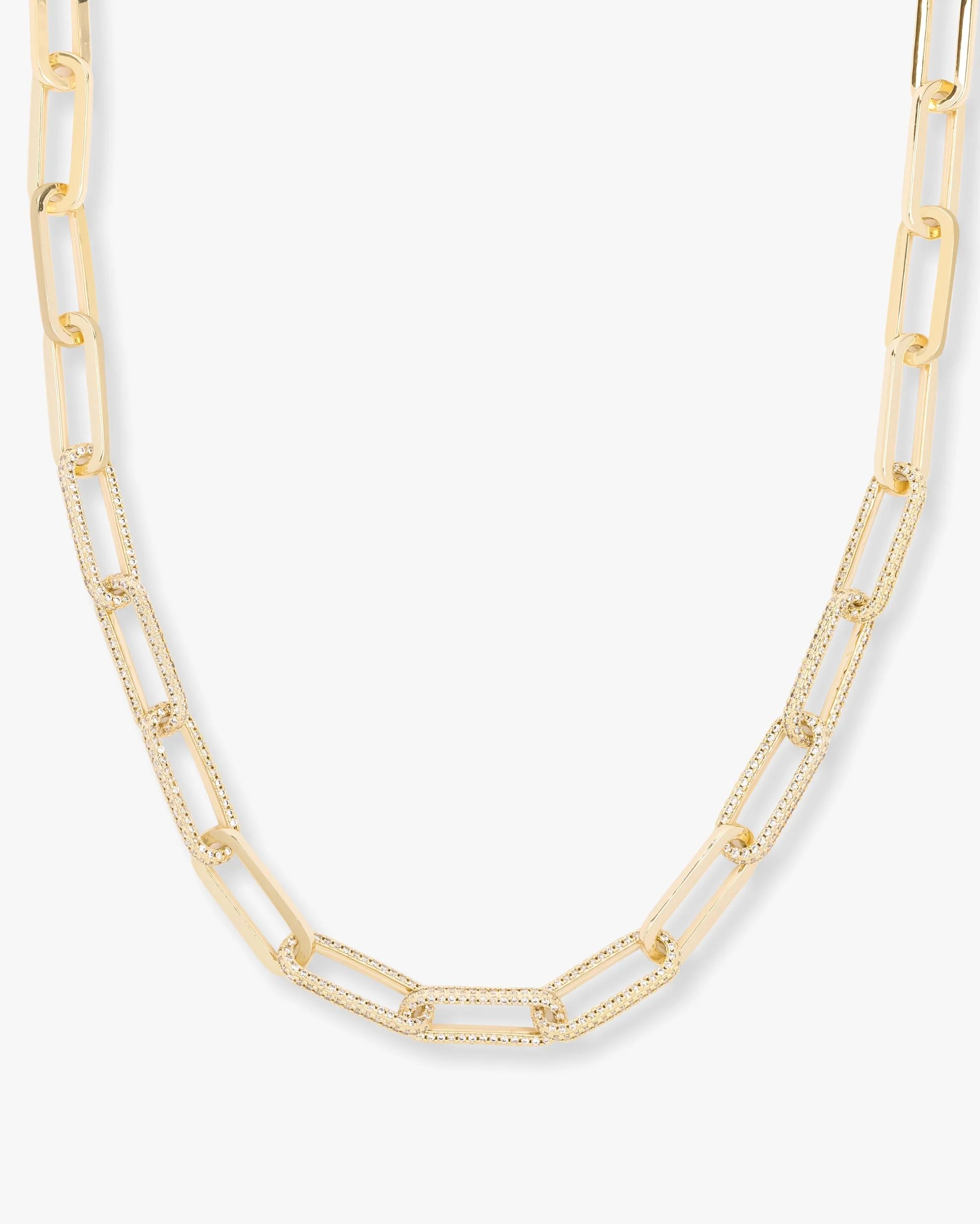 Carrie Pavè Chain Necklace - Gold|White Diamondettes | Melinda Maria