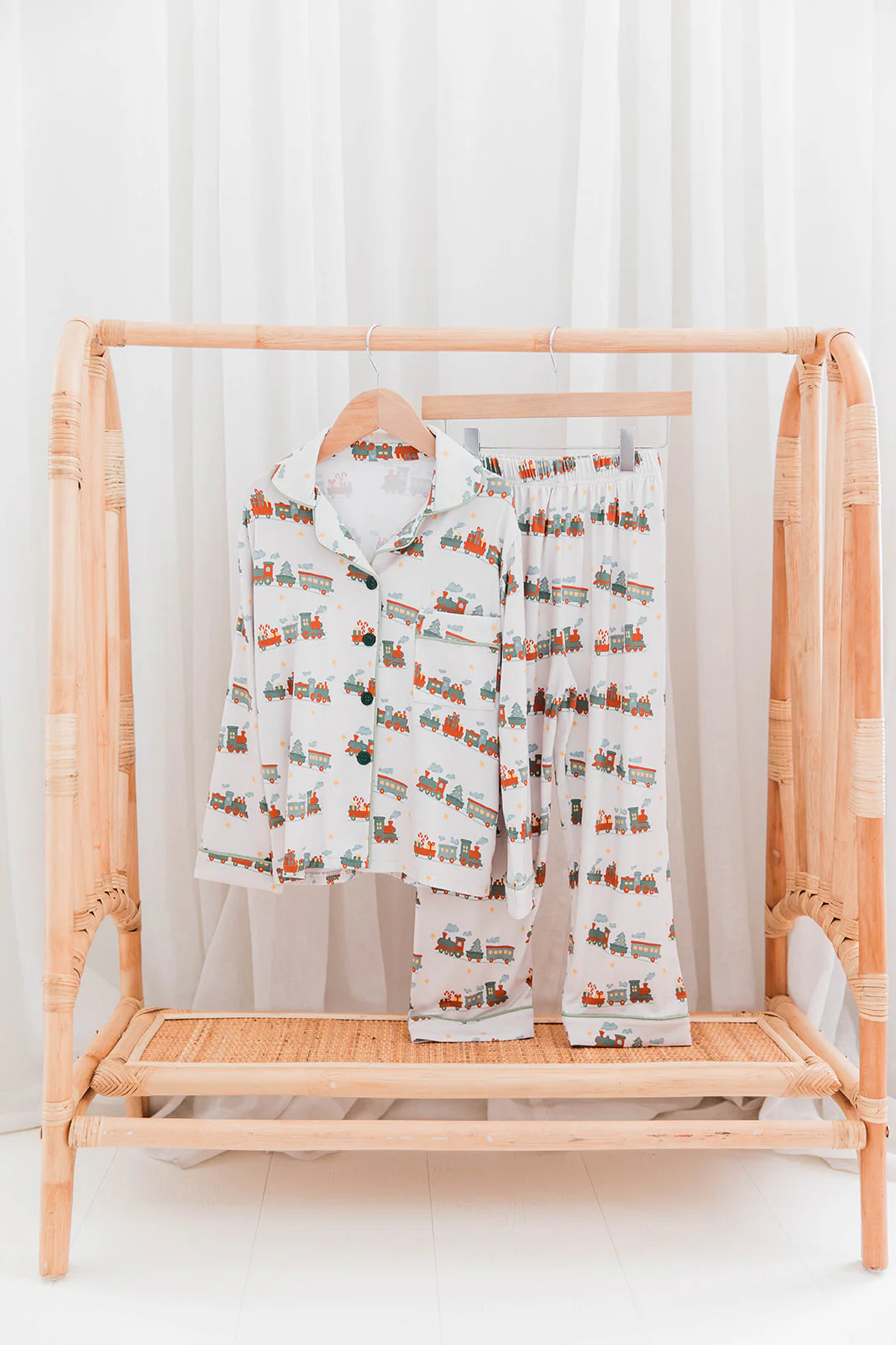 Toddler Polar Express Button-Down Two-Piece Set | Train Print Christmas | Ollie's Day