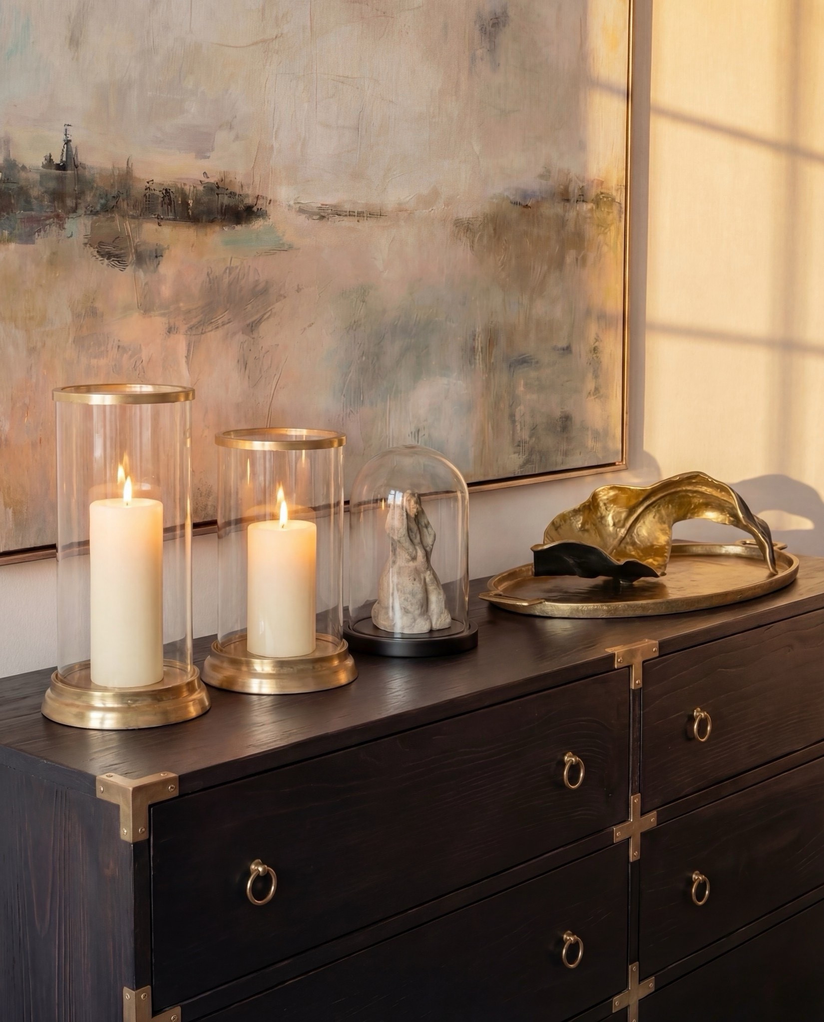 Shop the Look: Bedroom Refresh
• Upholstered wingback bed (ivory fabric)
• White cotton bedding set
• Neutral euro pillows
• Black and tan patterned accent pillows
• Chunky knit throw blanket (camel brown)
• Dark black wood nightstands
• Decorative bunny Brass table lamps with white shades
• Framed abstract wall art (neutral tones)
• Vintage-style area rug (beige and taupe)
• Dark black wood dresser with brass hardware
• Brass ring drawer pulls
• Glass hurricane candle holders
• White pillar candles
• Decorative brass tray
• Sculptural brass decor object
• Small stone sculpture 
• Light beige linen curtains
• Ceramic vase (off-white)
• Decorative branches
• Coffee table books (neutral covers)
• Upholstered bench at foot of bed (cream fabric)
•upholstered wood accent chair 
•round ribbed black end table 

#LTKHome #LTKSaleAlert