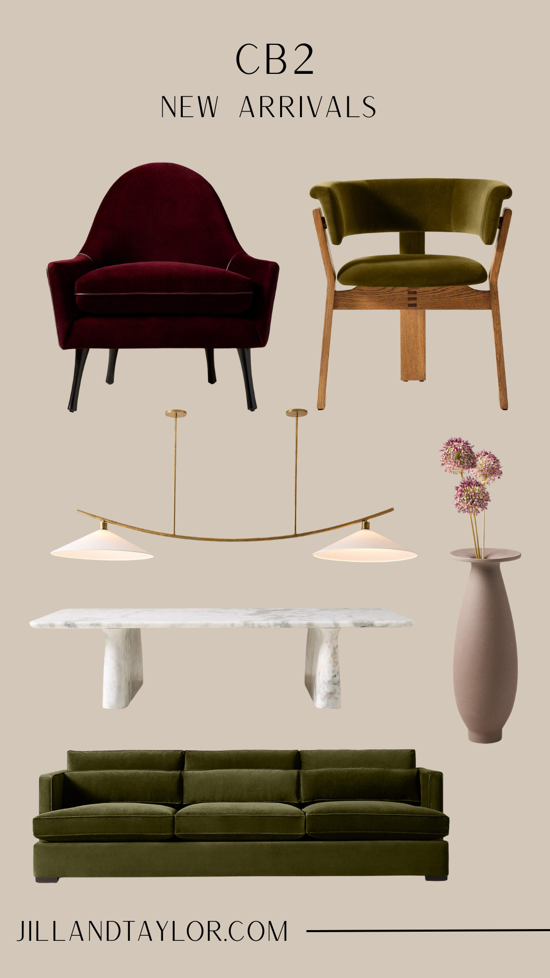 CB2 new arrivals 

Accent chair, light fixture, marble coffee table, vase, sofa 

 #LTKHome #LTKSaleAlert