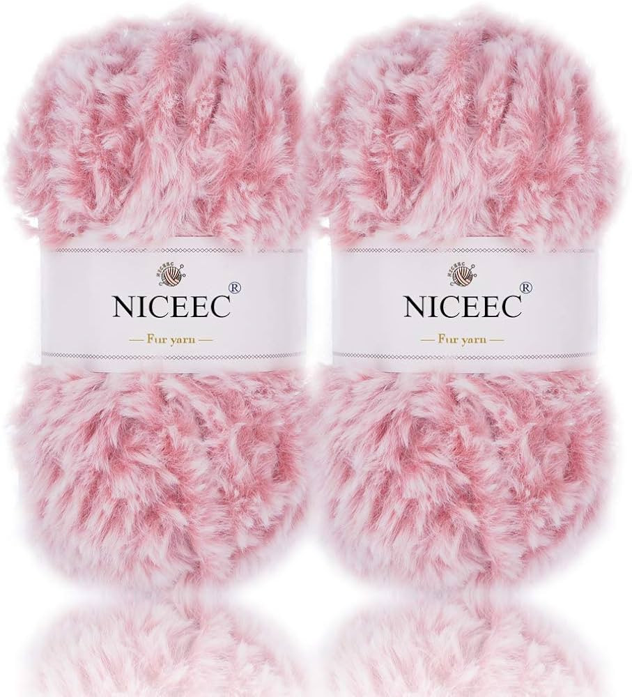 NICEEC 2 Skeins Super Soft Fur Yarn Chunky Fluffy Faux Fur Yarn Eyelash Yarn for Crochet Knit-Tot... | Amazon (US)