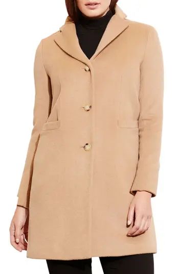 Plus Size Women's Lauren Ralph Lauren Wool Blend Reefer Coat, Size 14W - Brown | Nordstrom