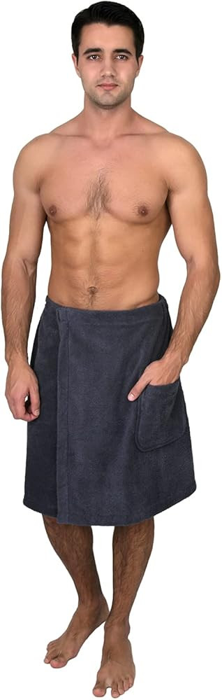 TowelSelections Mens Shower Wrap Adjustable Cotton Terry Bath Gym Cover Up with Snaps | Amazon (US)