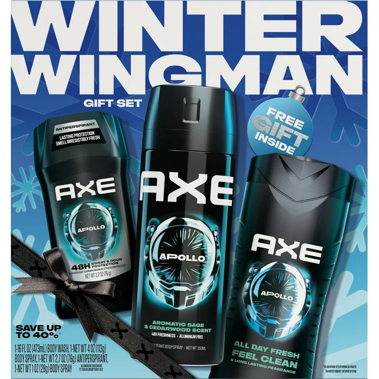 AXE Winter Wingman Apollo Gift Set Body Wash, Deodorant Spray & Antiperspirant Stick, 3 Count | Walmart (US)
