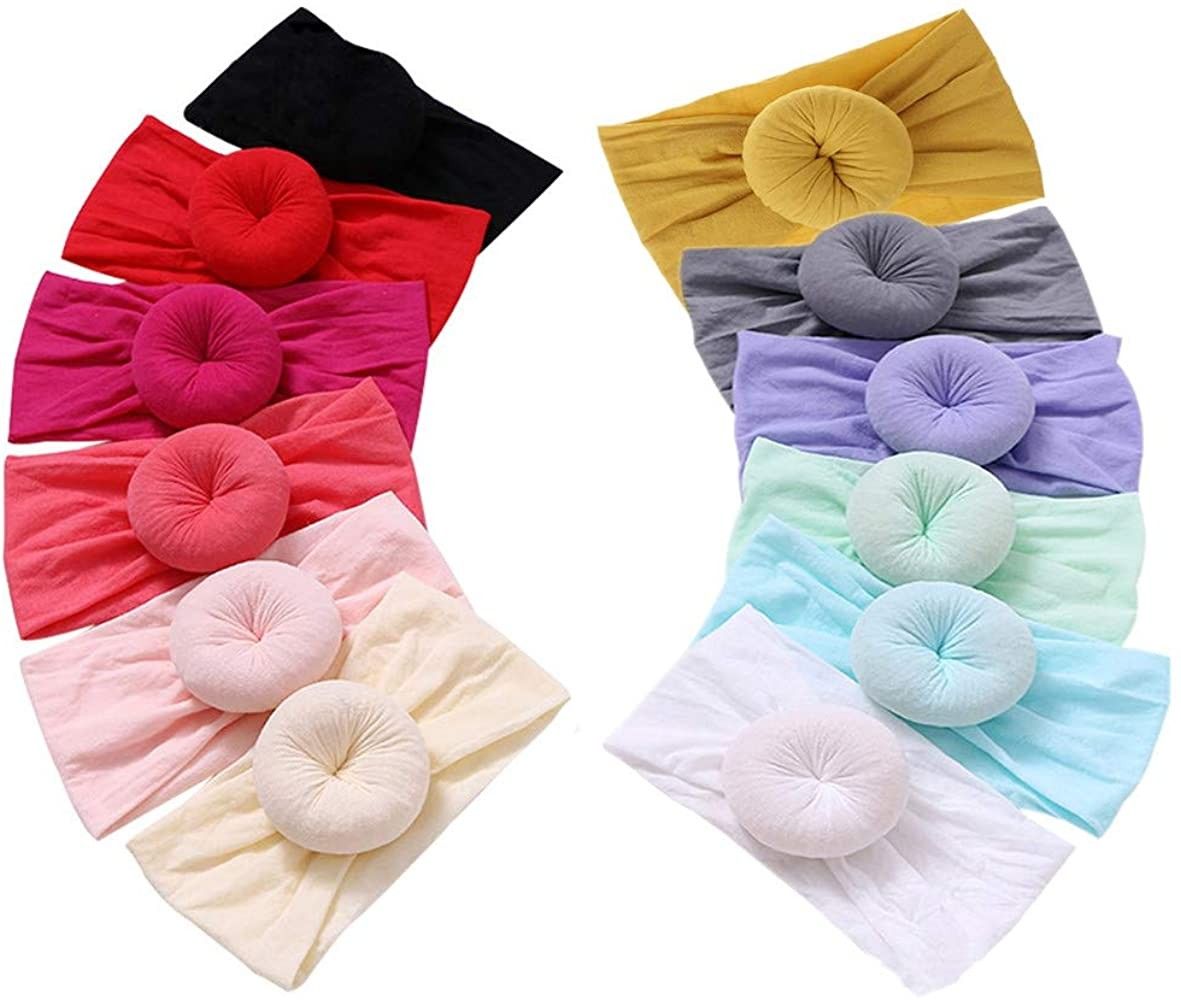 Qandsweet Baby Headbands Circle Bows Knotted Soft Silk Nylon Headwraps For Newborn Infant Toddler... | Amazon (US)