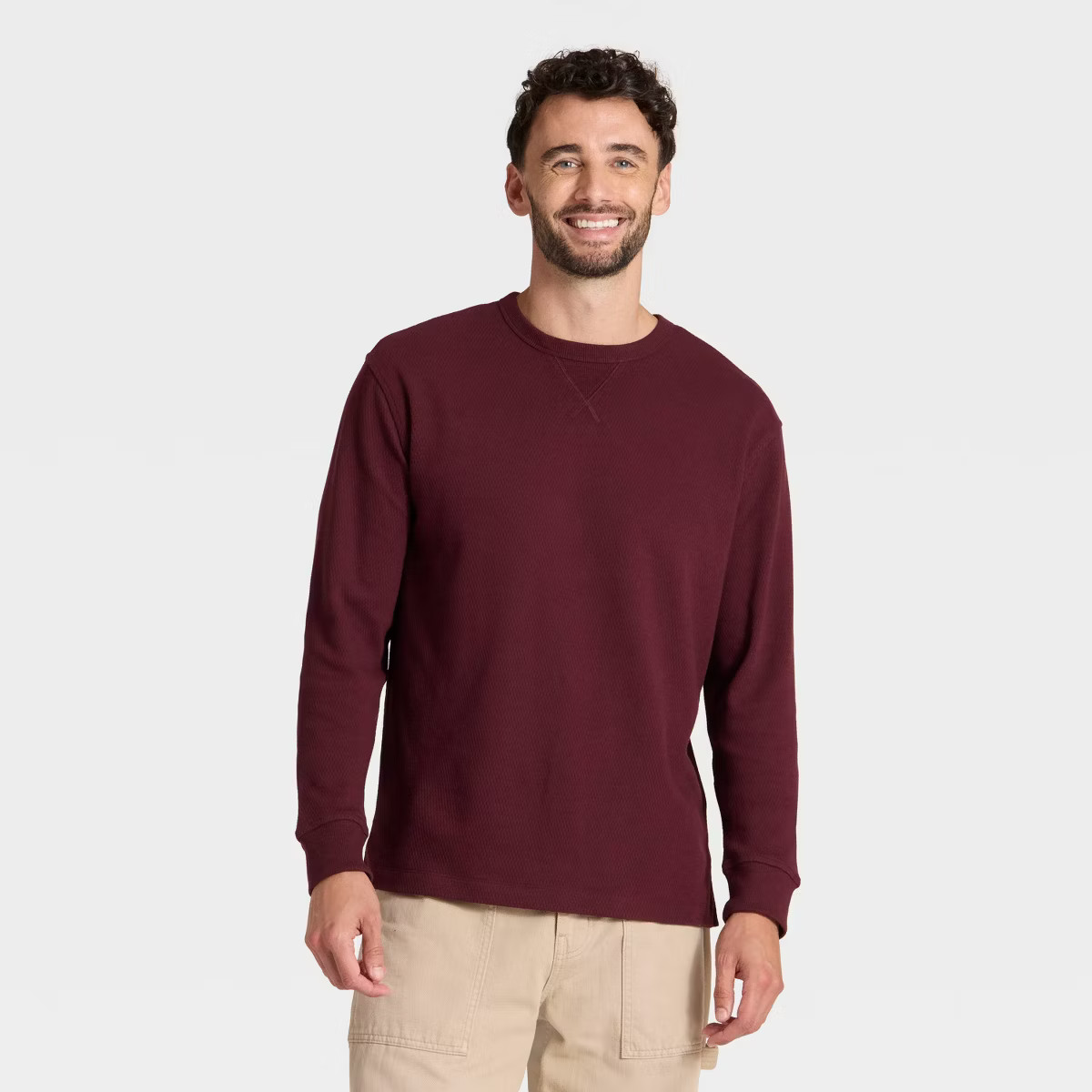 Men's Vintage Textured Crewneck Long Sleeve Shirt - Goodfellow & Co™ | Target