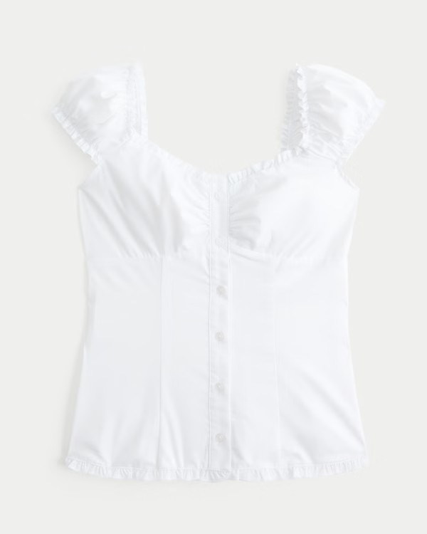 Women's Short-Sleeve Stretch Poplin Top | Women's Tops | HollisterCo.com | Hollister (US)