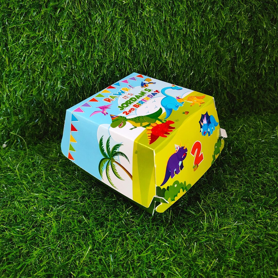 Dinosaur Theme Burger Box Personalized Favors Birthday Decorations Party Food Hamburger Box Dino ... | Etsy (US)