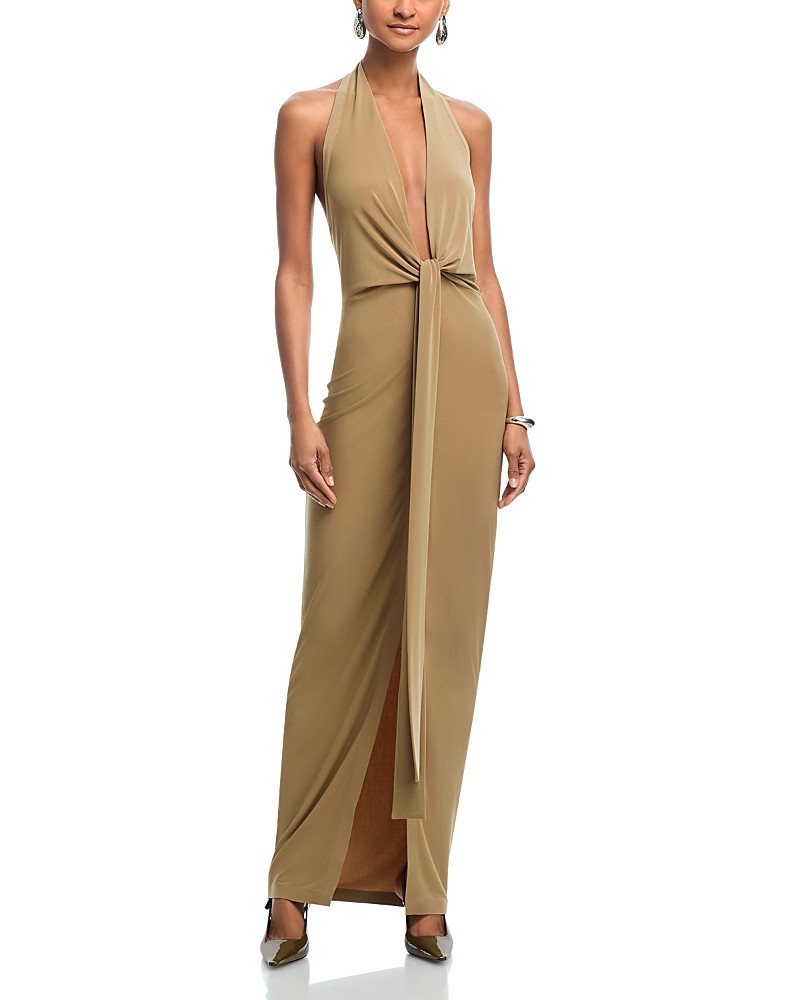 Norma Kamali Tie Front Halter Gown | Bloomingdale's (US)