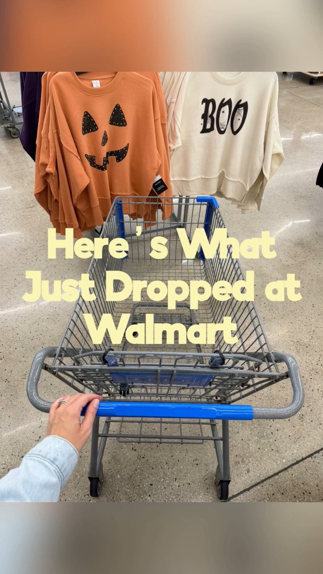 Just dropped at Walmart! Cute $15 graphic sweatshirts for Halloween, a trendy denim jacket for $21, Abercrombie look for less camo fleece and more. #walmartfashion