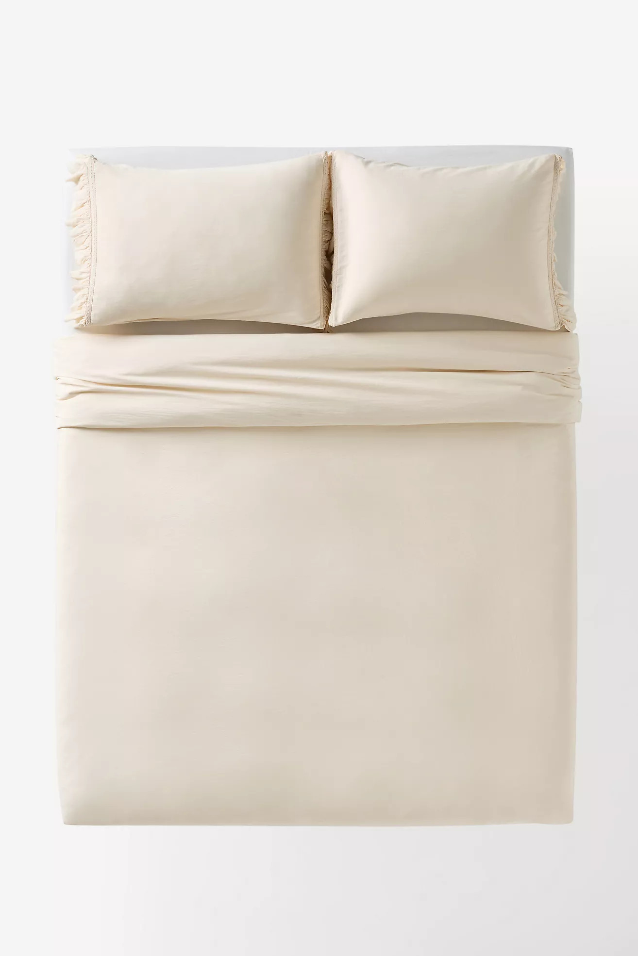 Organic Cotton Spa Sateen Ruffled Duvet Cover | Anthropologie (US)