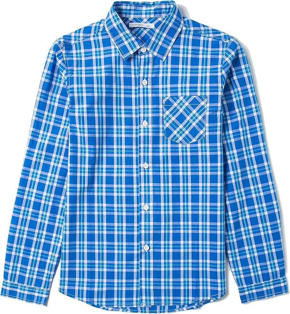 Tronjori Boy's Long Sleeve Button Down Woven Shirt | Amazon (US)