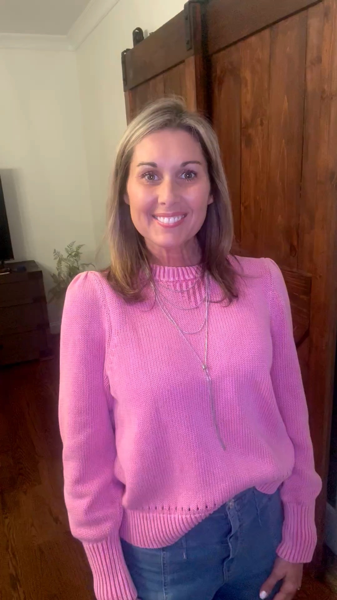 I am loving this pink sweater that I just snagged @walmart It is perfect Valentines or cool spring nights. The little detail in sleeves make it even better🩷
I did size up and am wearing a large. 

#LTKValentine #LTKootd