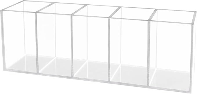 HSYMQ Acrylic Clear Pen Holder 5 Compartments Pencil Holder Desk Organizer Desktop Makeup Brush H... | Amazon (US)