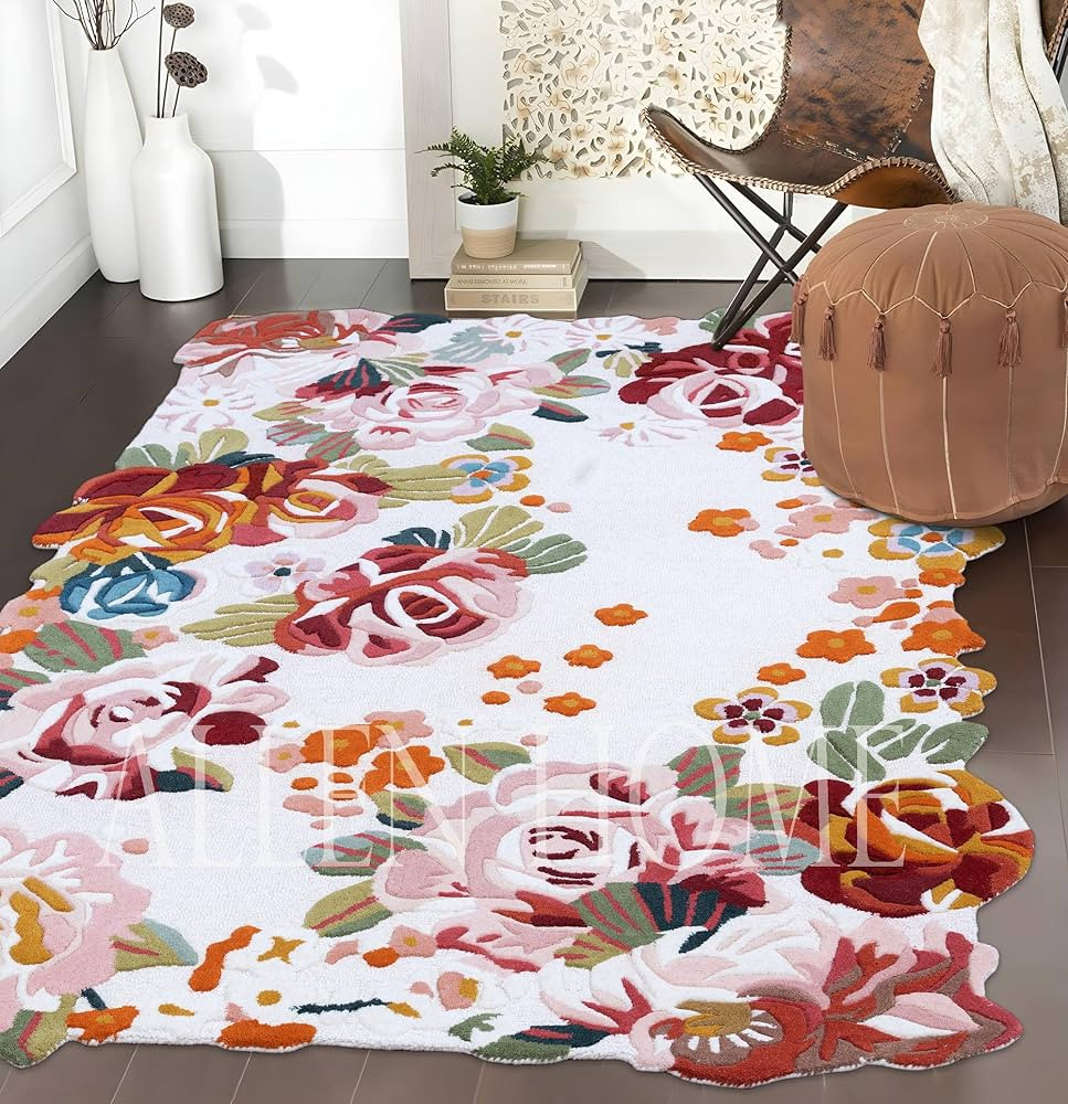 Hand Tufted Modern Floral Wool Area Rugs by Allen Home Rug | Durable | 100% Wool | Living Room, D... | Amazon (US)
