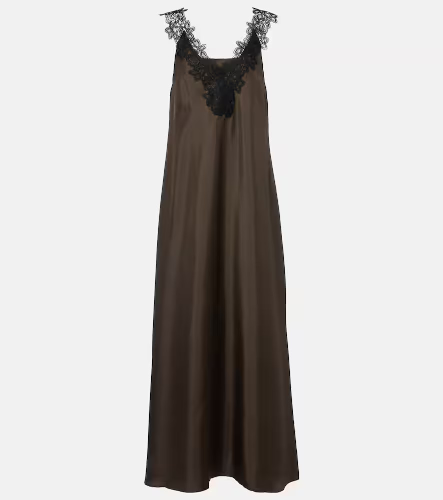 Rohe Lace-trimmed silk maxi dress | Mytheresa (UK)