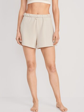High-Waisted Roll-Down Snuggly Fleece Pajama Sweat Shorts for Women -- 4-inch inseam | Old Navy (US)
