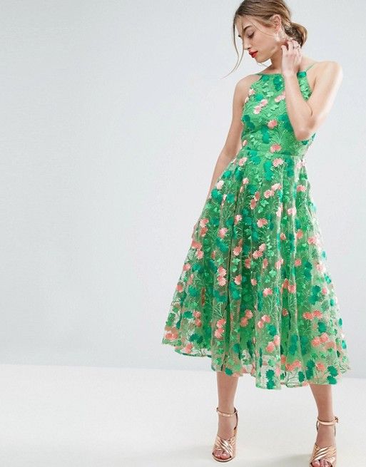 ASOS SALON Floral Embroidered Backless Pinny Midi Prom Dress | ASOS US