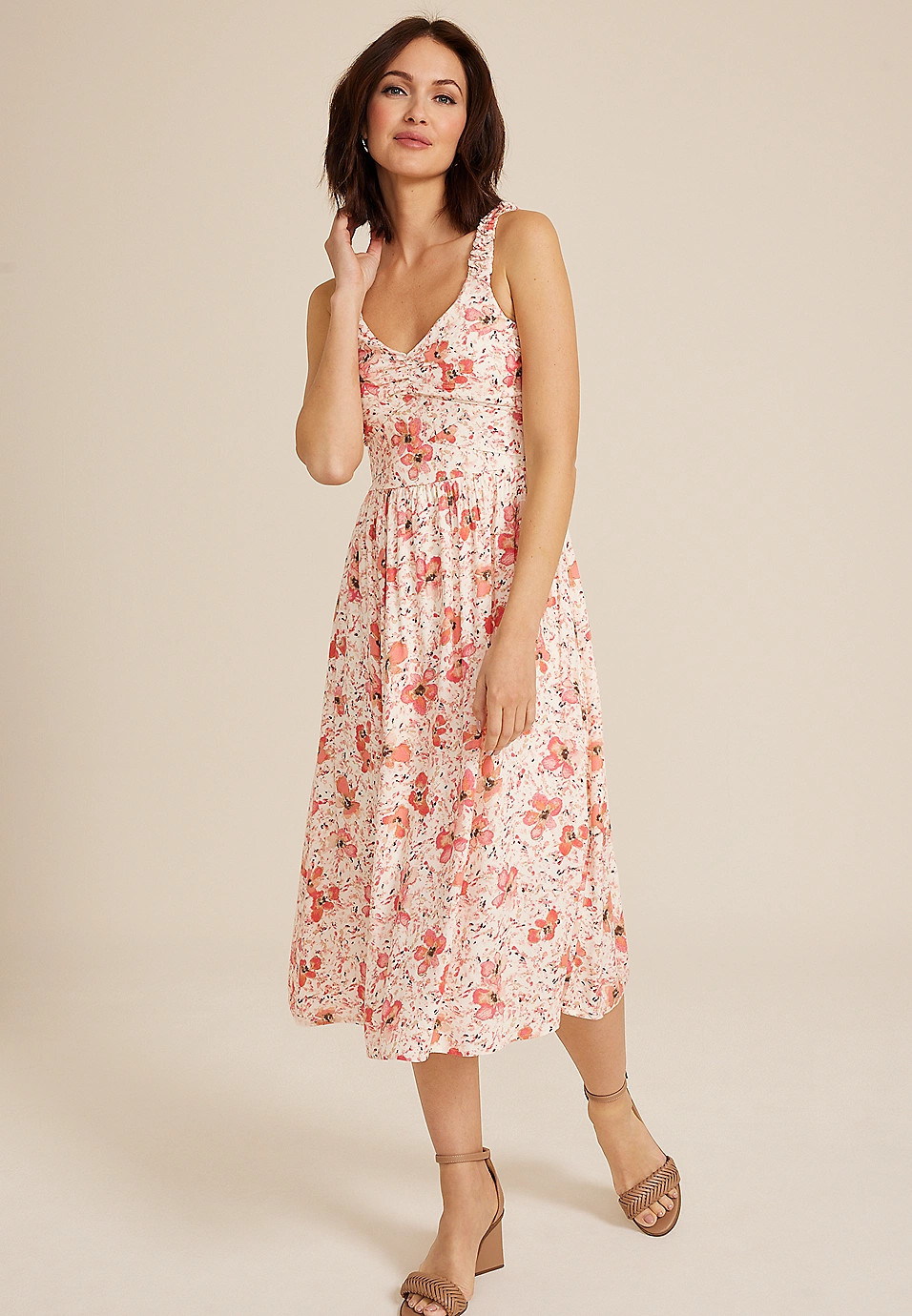 Bare Floral Midi Dress | Maurices
