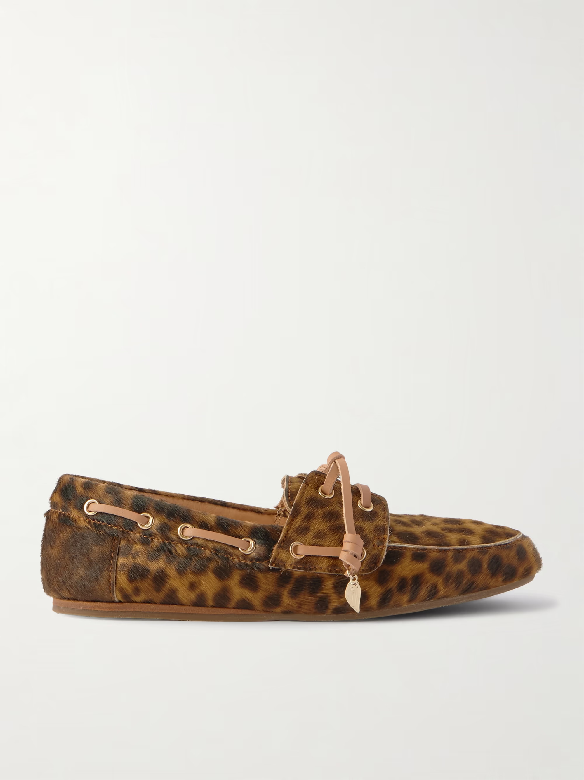 Pliaria leopard-print leather-trimmed calf hair boat shoes | NET-A-PORTER (US)