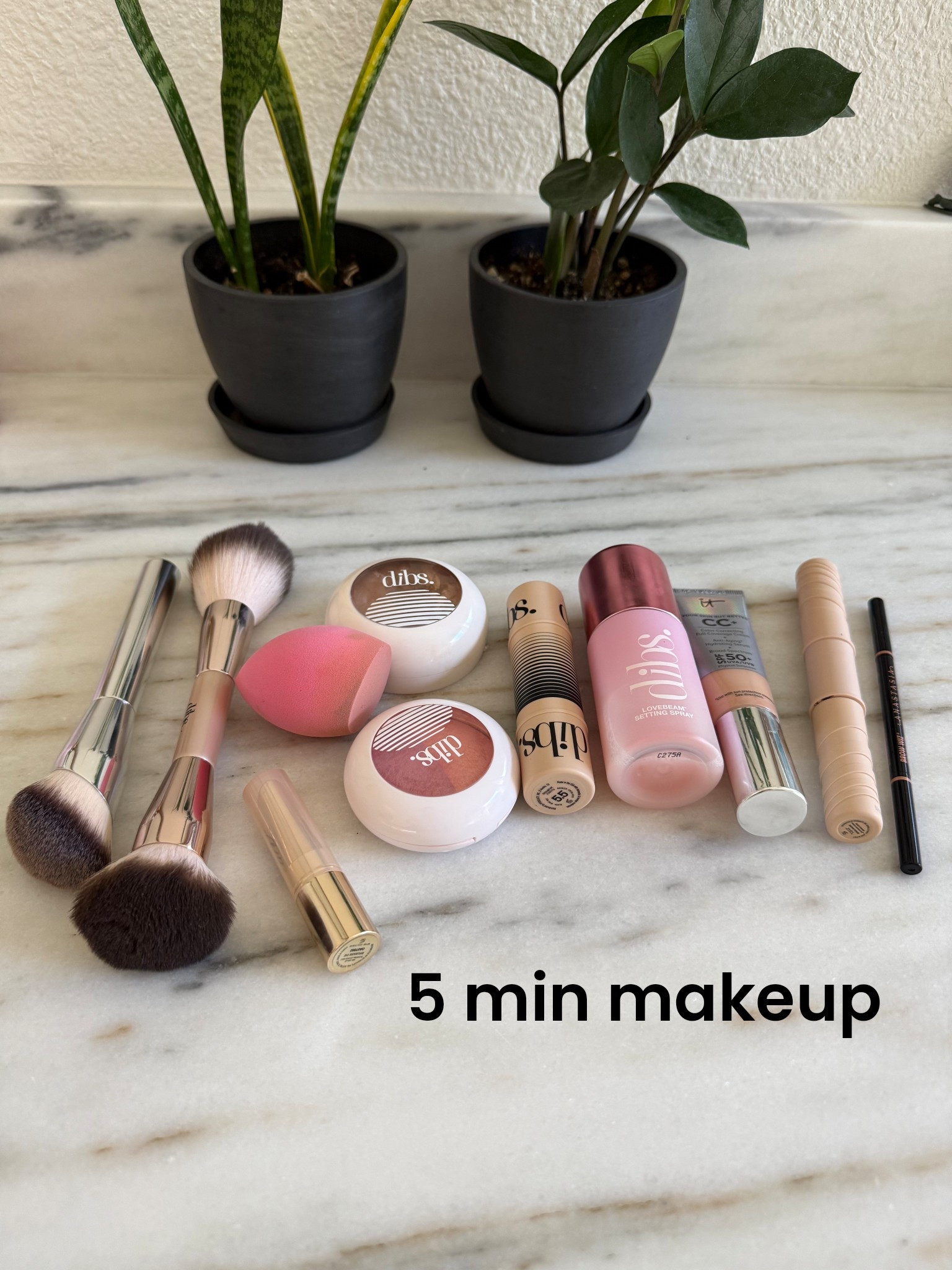 5 minute face because life is loud but i still like to look alive 🤍 Shades: dessert island duo 5.5, Blush Duo Spice Gal, Bronzer Carmel cappuccino, Lip Jam rhubarb pie, CC Cream Medium Cool 