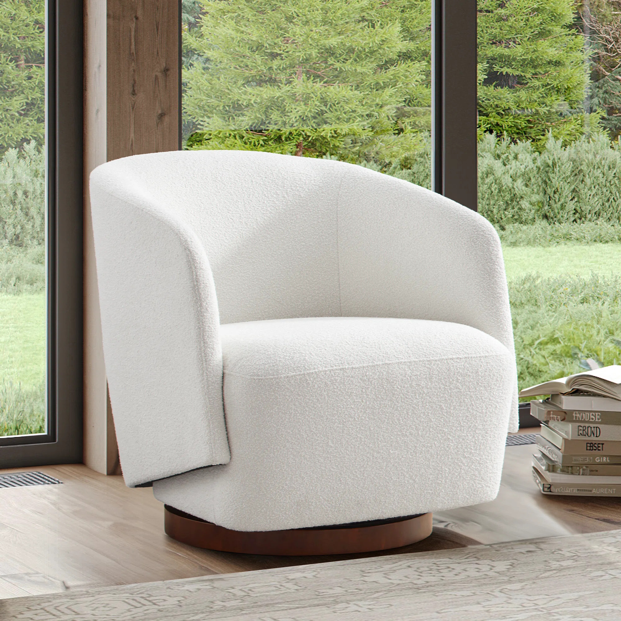 Caysey Boucle Upholstered Swivel Accent Chair | Wayfair North America