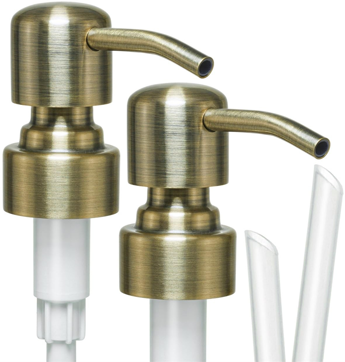 JASAI 2Pack Antique Brass Soap Pump Replacement for Soap Dispenser, Rustproof 304 Stainless Steel Soap Dispenser Pump Replacement for Regular Mouth(Brushed Brass). | Amazon (US)