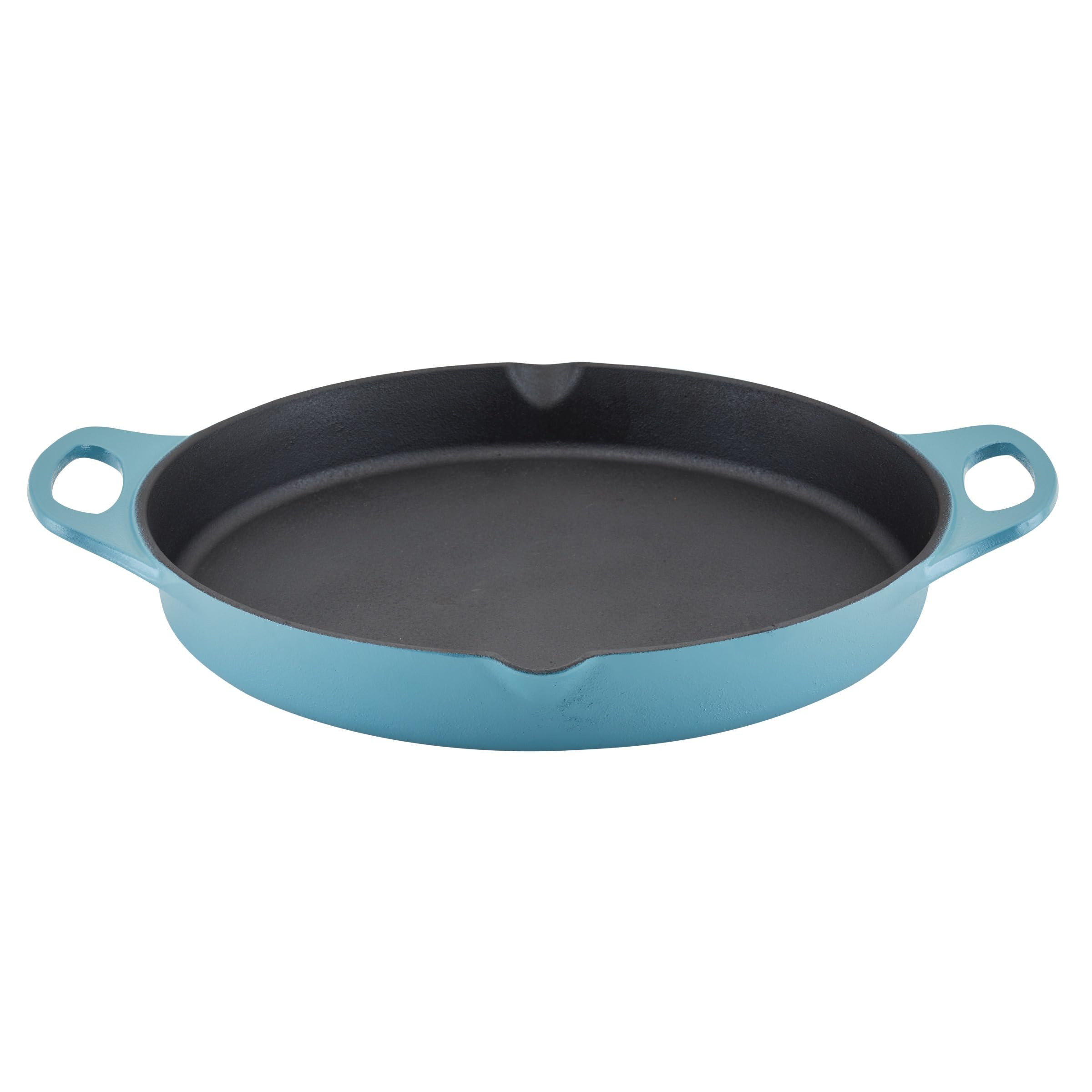 Rachael Ray Nitro Cast Iron Skillet with Side Handles, 14 inch, Agave Blue | Amazon (US)
